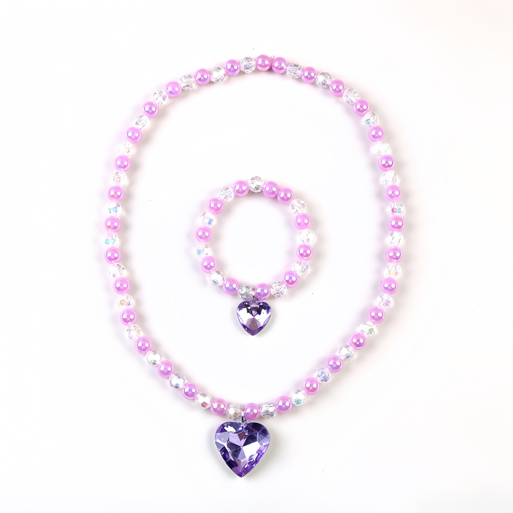 컬러 퍼플 하트 2 피스 세트 [투명 가방]