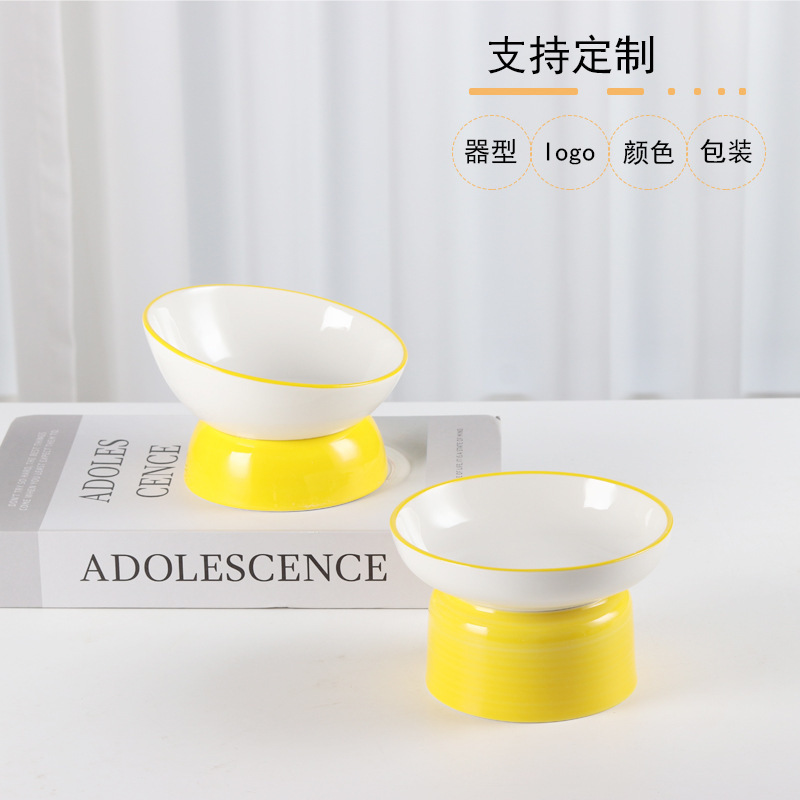 Cat Bowl ceramic Pet Bowl high foot protection cervical vertebra cat rice bowl pet drinking bowl dog flat mouth oblique mouth bowl dog Rice Bowl Cat Bowl ceramic Pet Bowl high foot protection cervical vertebra cat rice bowl pet drinking bowl dog flat mouth oblique mouth bowl dog Rice Bowl