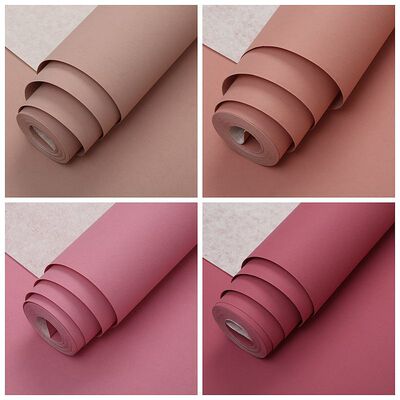 海棠红素色蚕丝墙纸 卧室客厅酒店美容院 脏粉色温馨纯色壁纸10米