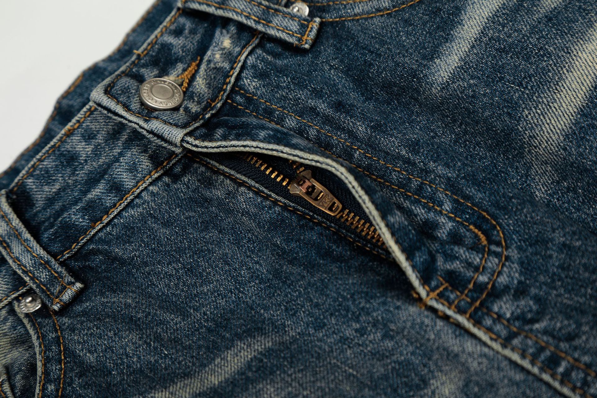 Jean en denim bleu délavé rétro de qualité supérieure, coupe ample, style urbain, pour hommes et femmes_voghion.com