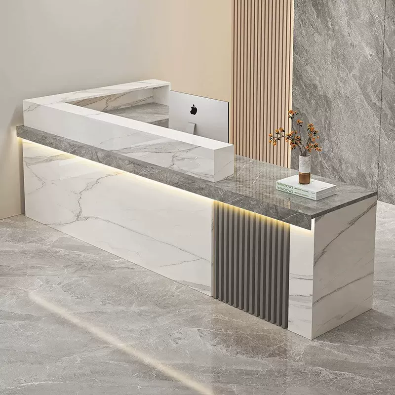 新中式转角收银台柜台公司前台接待台简约服装店理发店商用吧台桌