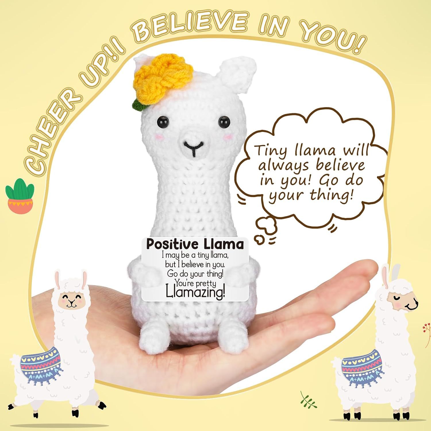 Amazon Cross-Border New Handmade Crochet Toy Cartoon Alpaca Desktop Ornament Crochet Doll