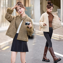 休闲风羽绒女装冬装外套2025冬季新款韩系短款百搭毛呢拼接羽绒服