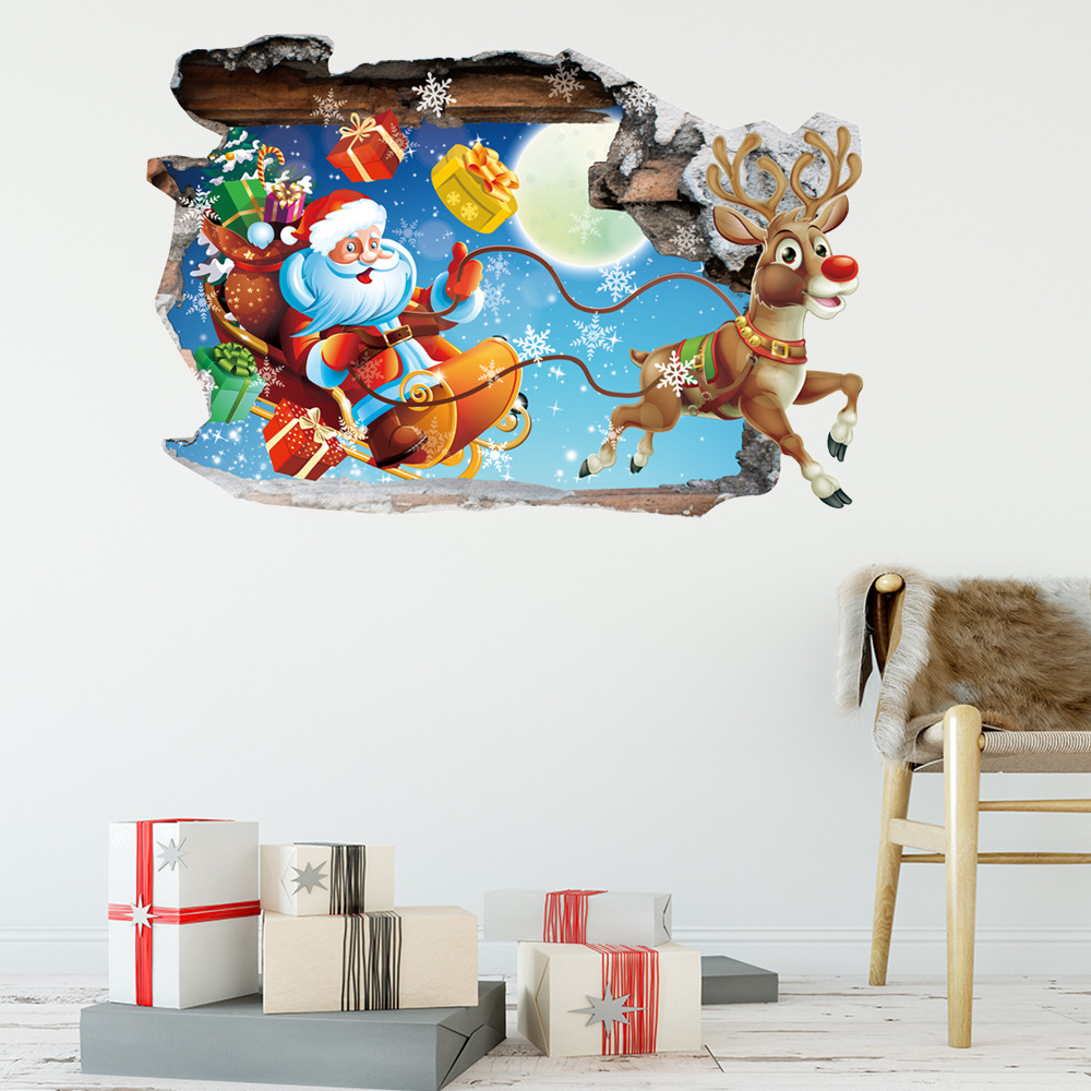 Fashion 42*57cm In Bag Packaging Christmas Glass Wall Sticker