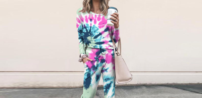 Casual Tie Dye Polyester Printing Pants Sets 2 Piece Set