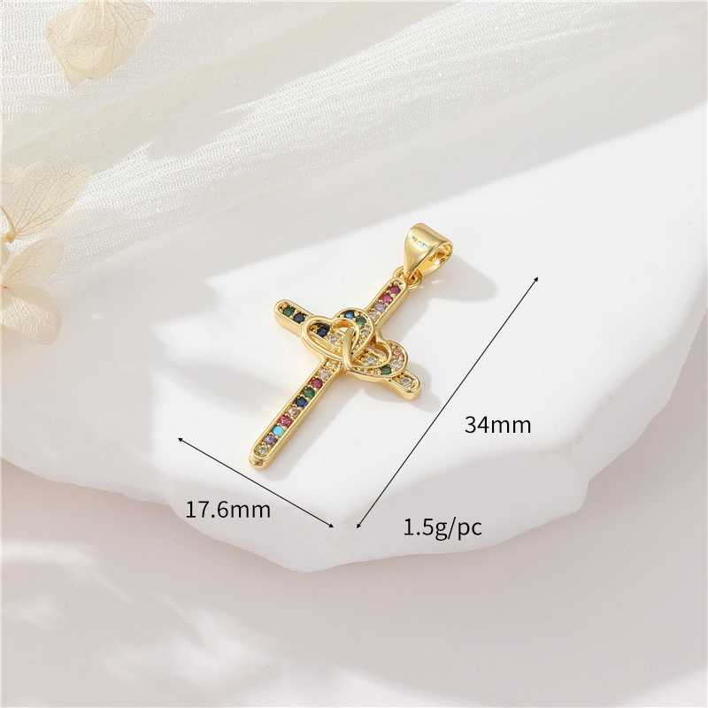 1 Piece Copper Zircon Cross Pendant display picture 3