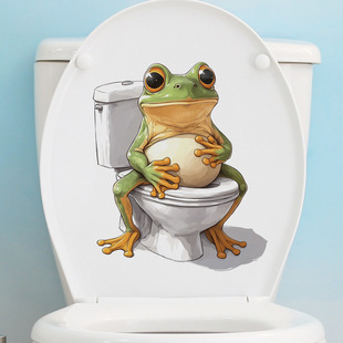 Xi'An 23055-Frog Toilet Wall Sticker Cross-Border Hot Selling Funny Bathroom Decorative Wall Sticker Removable Waterproof Wall Sticker