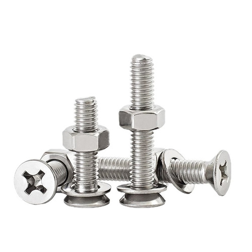 304 stainless steel countersunk head screw nut set cross flat head screw combination bolt M3M4M5M6mm wholesale