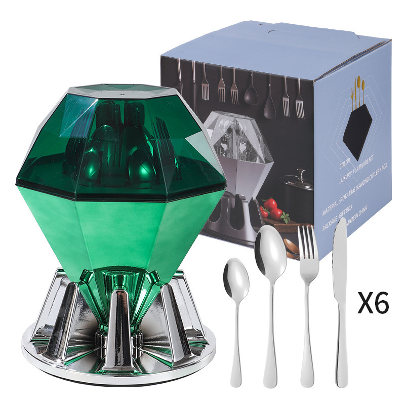 Conjunto de cubiertos de acero inoxidable transfronterizo de 24 piezas cuchillo de filete cuchara de cubiertos occidentales caja de regalo estado de ánimo cuchillo de huevo exportación