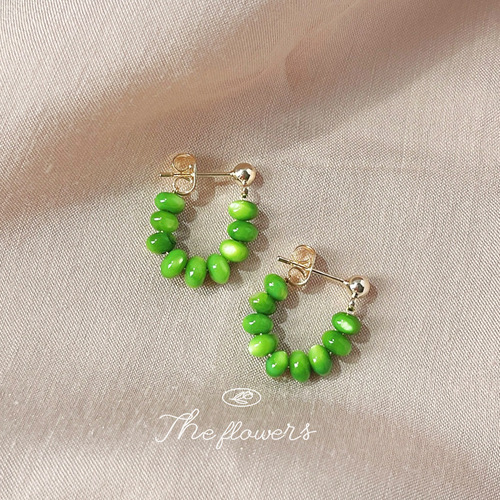 Forest style small fresh green shell handmade 925 silver needle earrings feminine elegant new earrings wholesale
