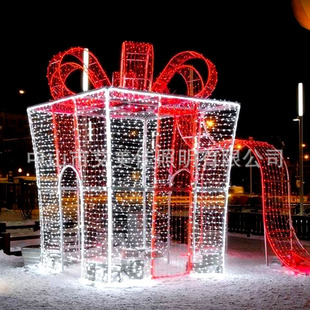 Customized Led Luminous Gift Box Shape Lamp Outdoor Waterproof Square Lighting Project Shopping Mall Shop Decoration Sketch Lamp