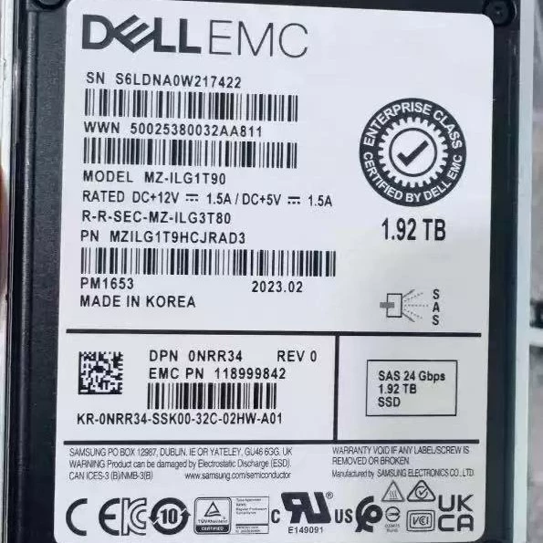 Подходит для DELL PM1653 1.92T 0NRR34 24G SAS MZ-ILG1T90 SSD твердотельный накопитель