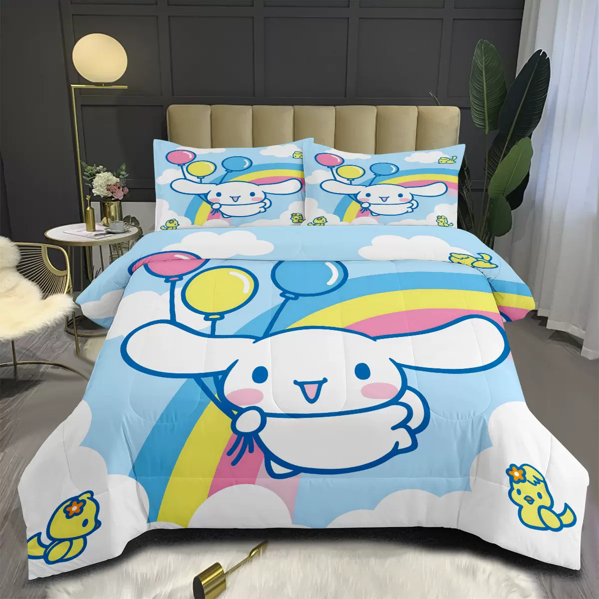 玉桂卡通胖被三件套可爱数码印花雨丝棉胖被子跨境出货快3D厂家