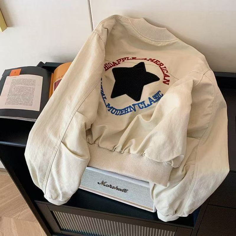 アメリカレトロ刺繍野球服コート女性春2025新型デザイン感がゆったりしています。|undefined