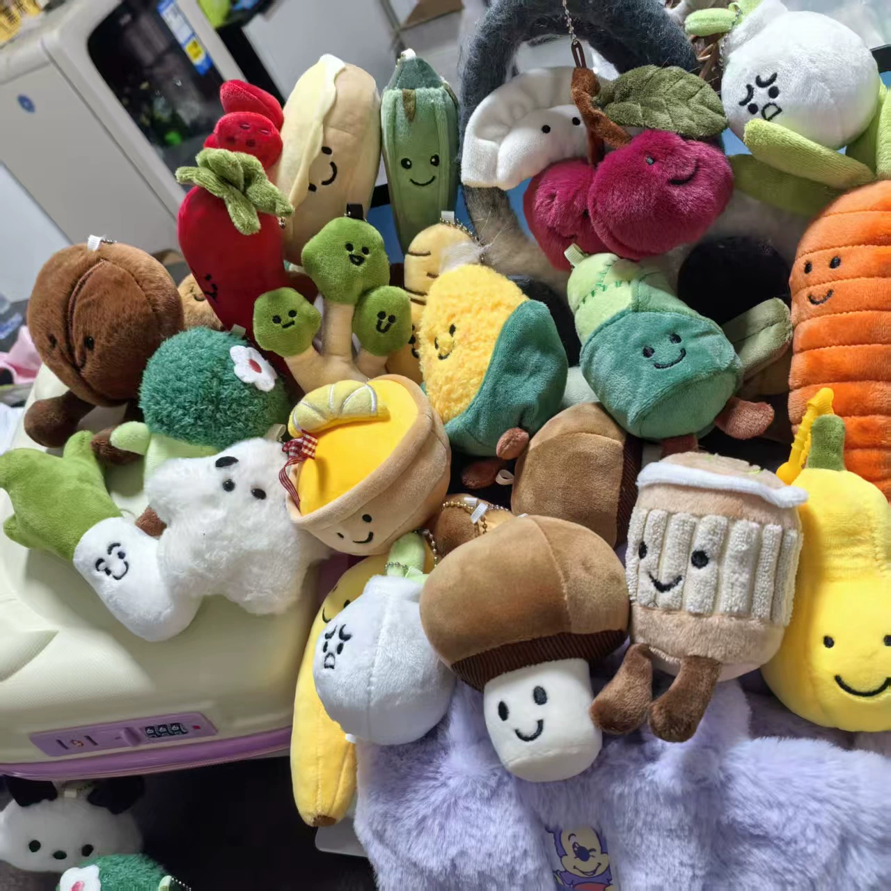 Маленькая красная книга с тем же творческим чесноком, зеленым луком и овощным плюшевым крючком