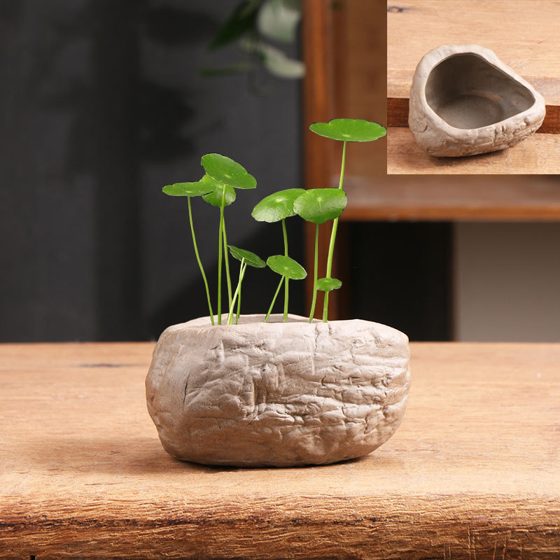 Imitation stone non-porous copper money grass special size ceramic flower pot household bonsai daffodil water culture ware clearance wholesale Imitation stone non-porous copper money grass special size ceramic flower pot household bonsai daffodil water culture ware clearance wholesale