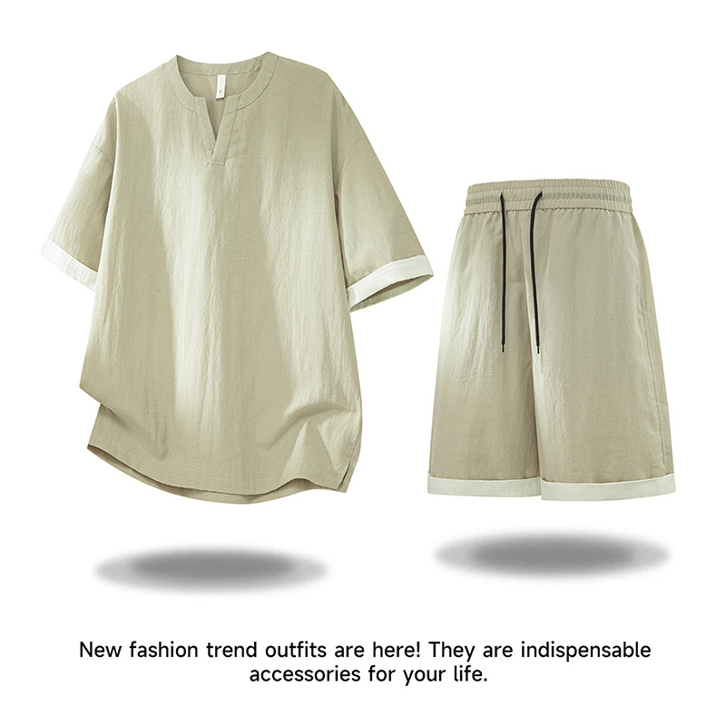 26-6510 Men's Casual Suit Summer New Style Breathable Cool Loose Short-Sleeve T-Shirt and Shorts