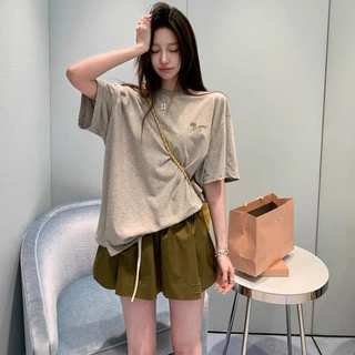 韩系慵懒风褶皱A字短裙女复古百搭半身裙女夏季mi*系蓬蓬花苞裙