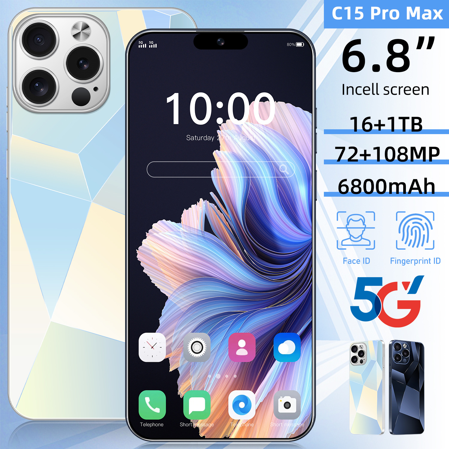 虾皮OZON热销C15ProMax跨境智能5G手机16+1T安卓手机源头工厂代发