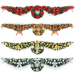 クリスマス装飾品2.7メートル羊角藤条花輪セット1.5メートル牛角藤門頭ホームペンダント1.2