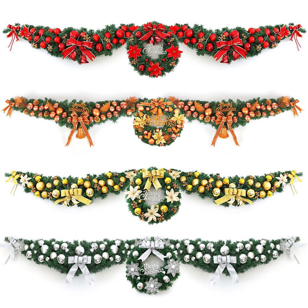 圣诞节装饰品2.7米羊角藤条花环套餐1.5米牛角藤门头家居挂件1.2