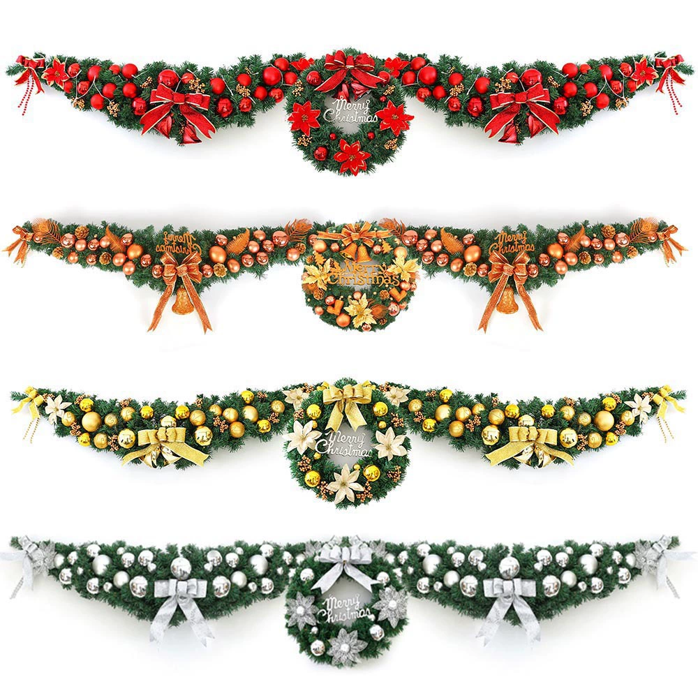 Christmas garland set — combined pendant garlands 2.7 m & 1.5 m, assorted colors