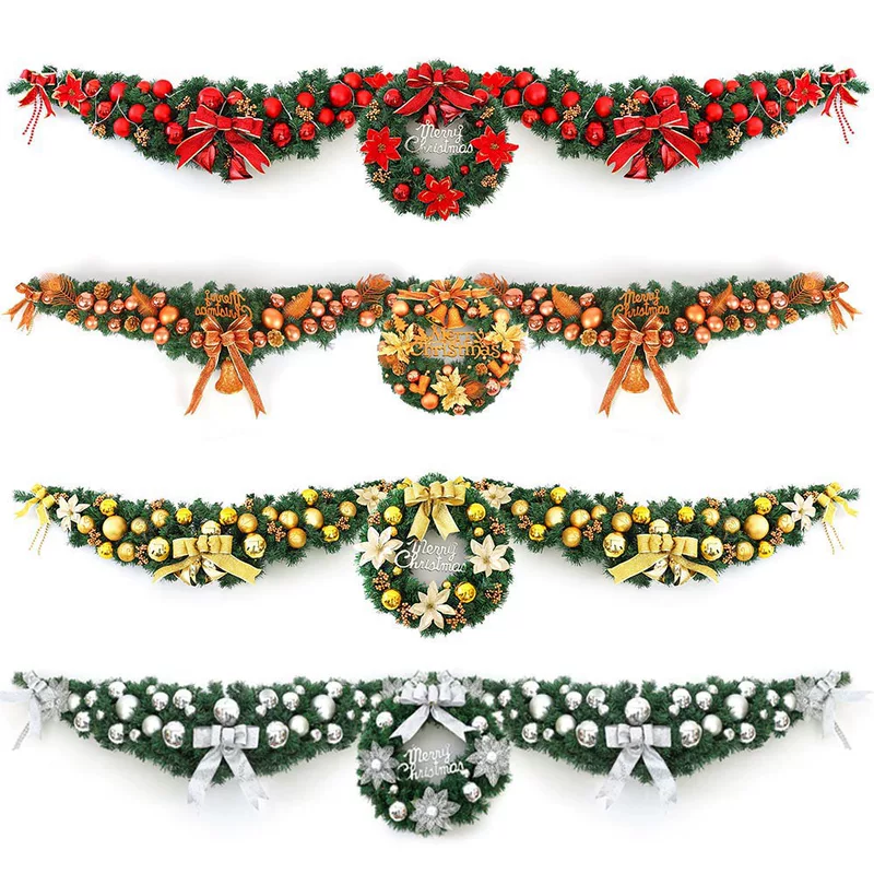 Christmas garland set — combined pendant garlands 2.7 m & 1.5 m, assorted colors