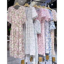 罗曼朱莉叶品牌撤柜24夏季大牌高端欧式泡泡袖真丝连衣裙走份尾货