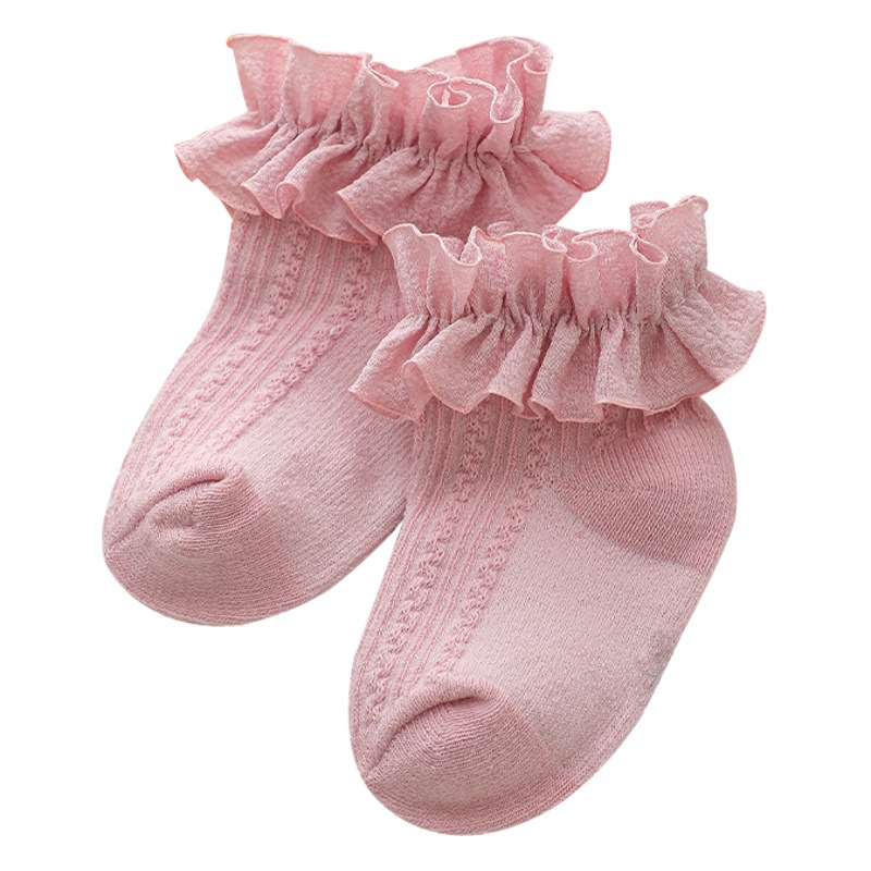 Calcetines para niñas primavera y otoño 2022 calcetines de encaje para niños lolita bebé princesa calcetines color sólido estilo INS