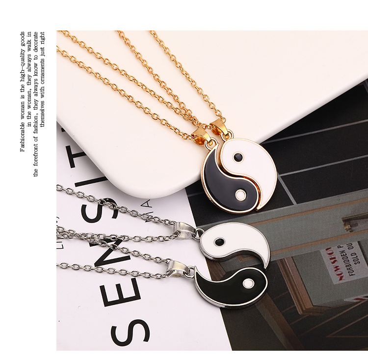 Amazon New Drop Oil Necklace Taichi Pattern Pendant Necklace European and American Fashion Geometry 
