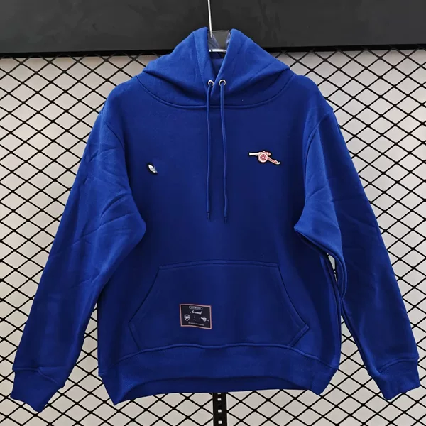 Arsenal Retro Small Embroidered Velvet Sweatshirt Men's Pure Cotton Pullover Thickeneded Jacket Hooded Autumn and Winter Top