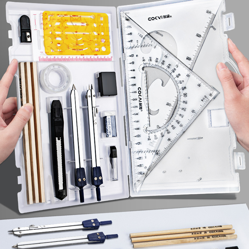 Drawing ruler compass instrument engineering professional drawing set mechanical engineering architectural design drawing triangle ruler