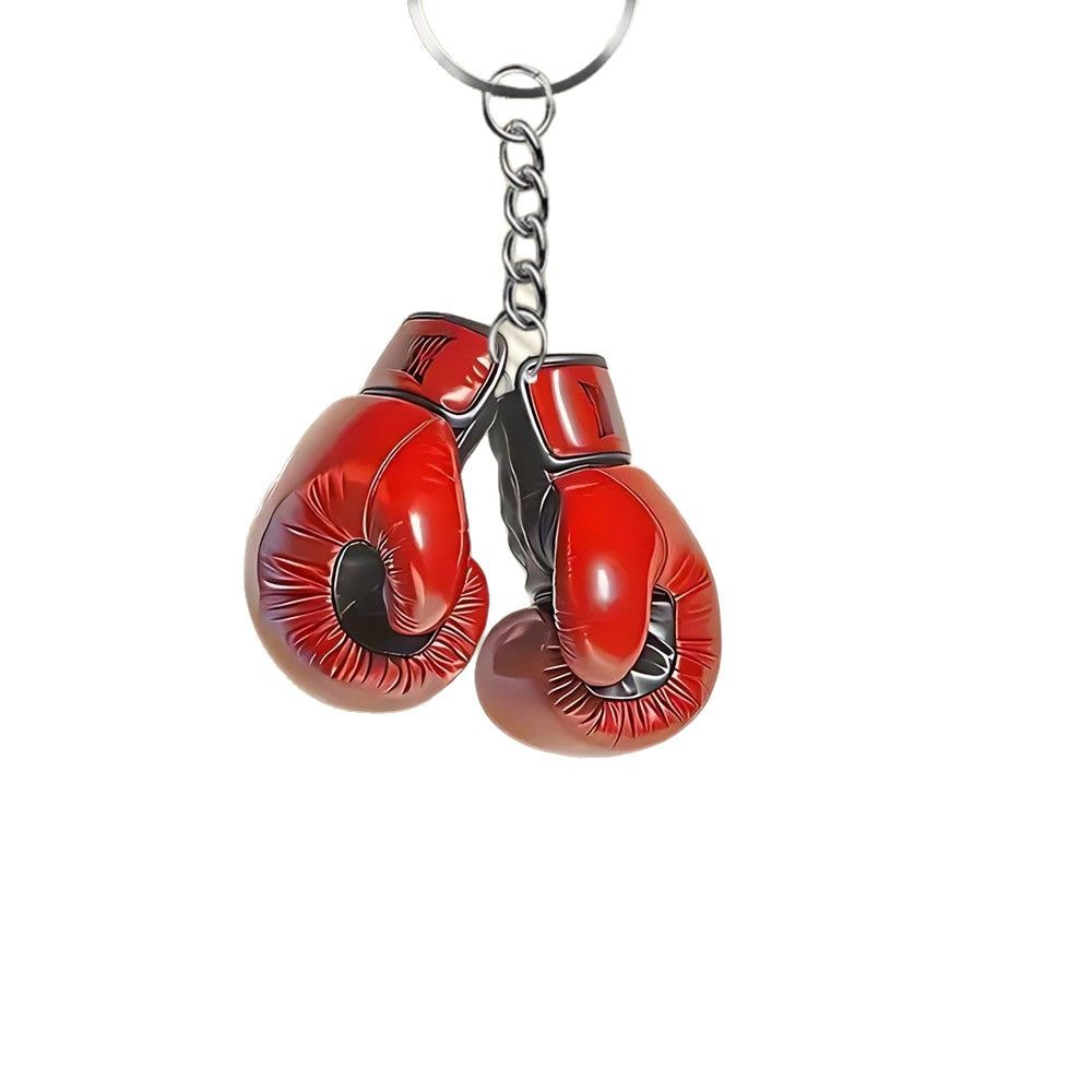 Guantes de boxeo deportivo transfronterizo 2D plano acrílico llavero club de fitness lucha personalidad colgante regalo image 5