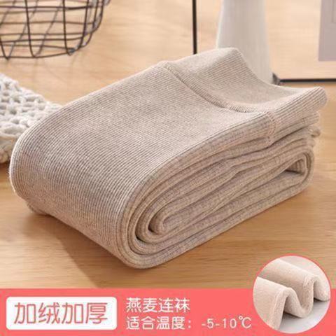 女の子の一体の毛の底のズボンとベルベットの厚い秋冬の大きい子供の縦の条のズボンの靴下の赤ちゃんの厚い毛の外は洋風を着ます。