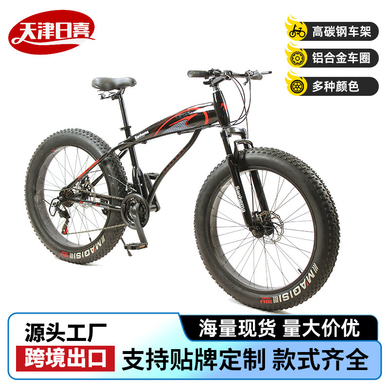 Mountain Bike 26/ 24inch Straight Handlebar Large Wheel Snow Bike Dual Disc Brake Variable Speed Off-Road Beach Bike Snow Cycling