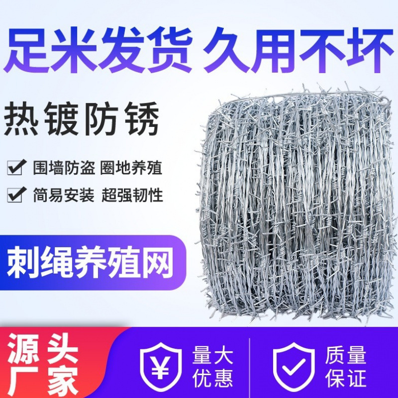 钢丝刺绳铁丝网围栏刺铁丝铁蒺藜围墙防爬防盗隔离圈地防护网