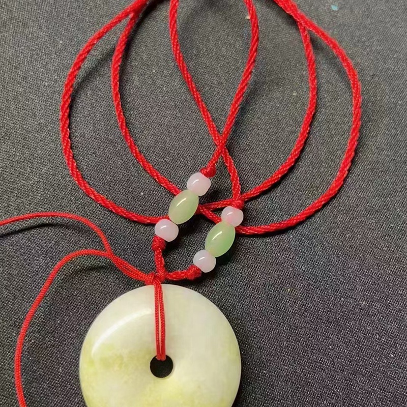 批发天然蓝田玉平安扣吊坠 陕西蓝田玉飘花玉扣玉石挂件 直播货源