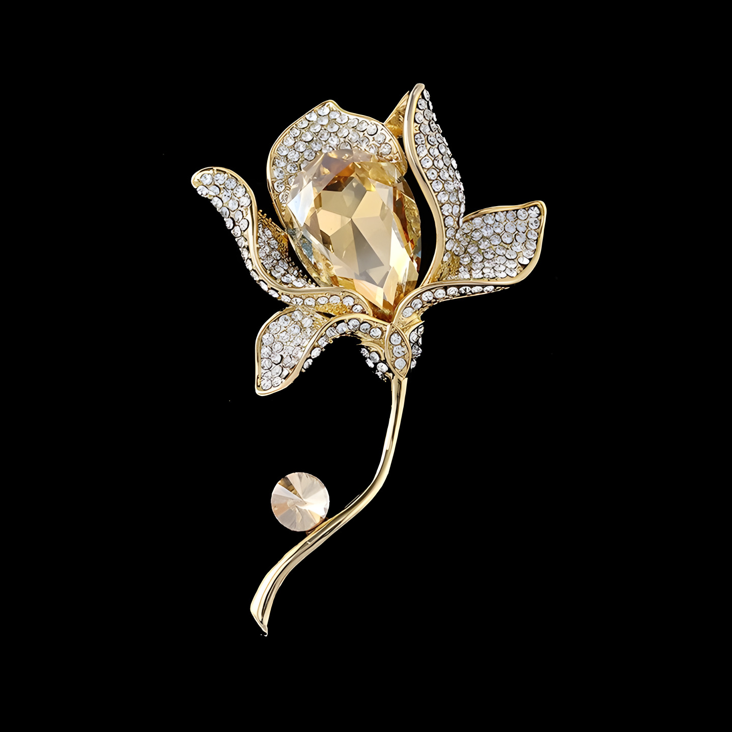 Broche de luxe pour femme, ornée d'une fleur de magnolia élégante et raffinée, au design unique. Accessoire de mode haut de gamme._voghion.com