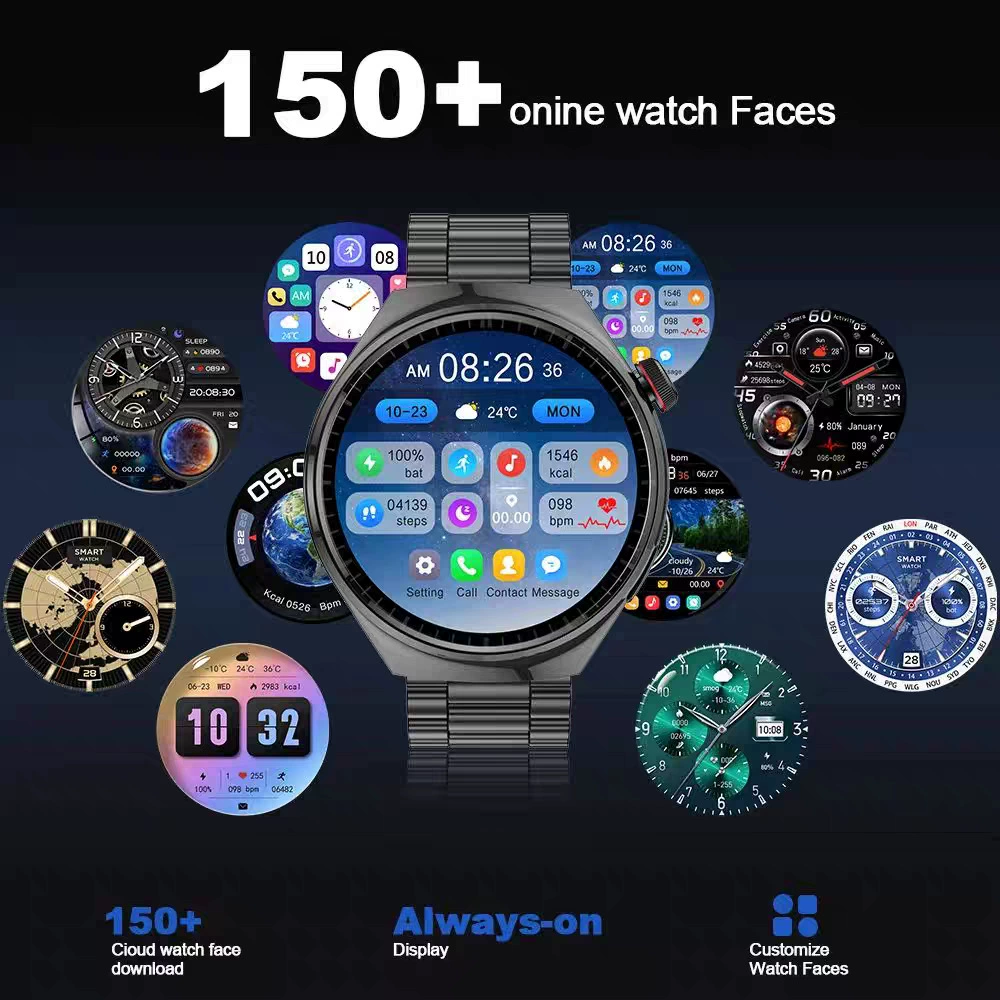 Новая 2025 умная Bluetooth-кудал часы с круглым экраном 1.39, пульс, давление, сон, беспроводная зарядка, NFC оплата