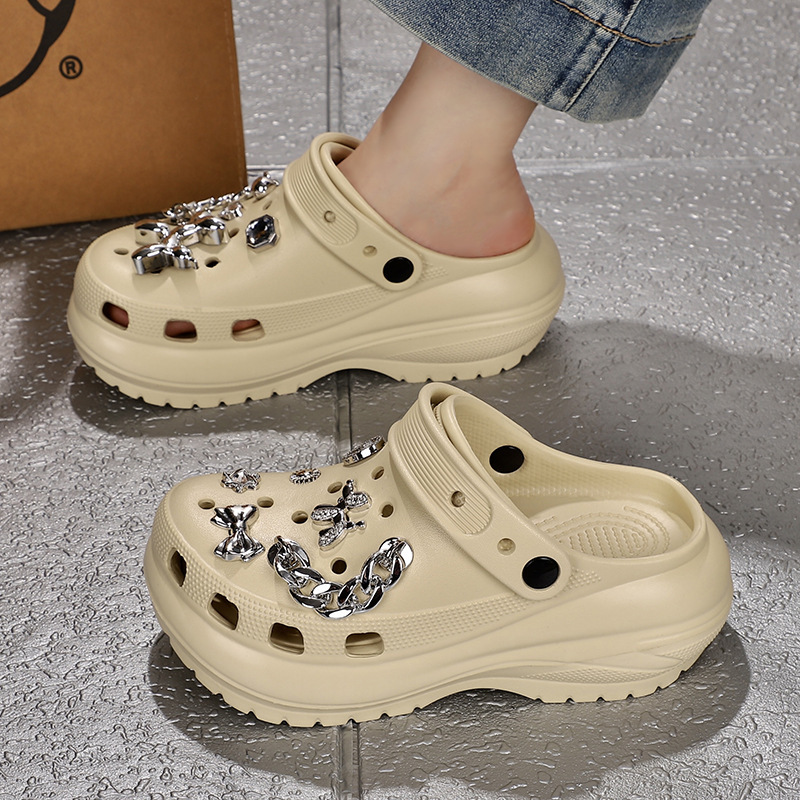 Cross-border External Wearing Cave Shoes Thick-soled Women's Shoes Slip-on Feeling Shoes Casual Non-slip Women's Out-of-town Baotou Beach Shoes