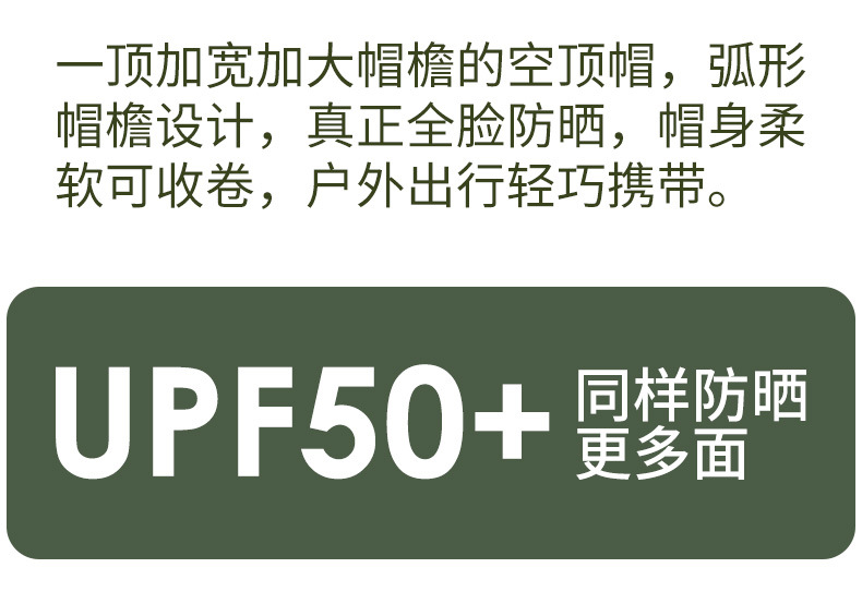 【中国直邮】夏季大檐帽子 户外空顶防晒遮阳帽 防紫外线 可折叠太阳帽 深灰色