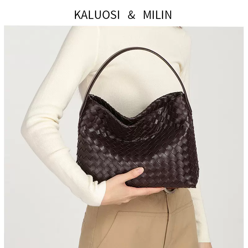 复古高级感编织托特包通勤时尚女士手提包单肩斜挎包水桶包腋下包