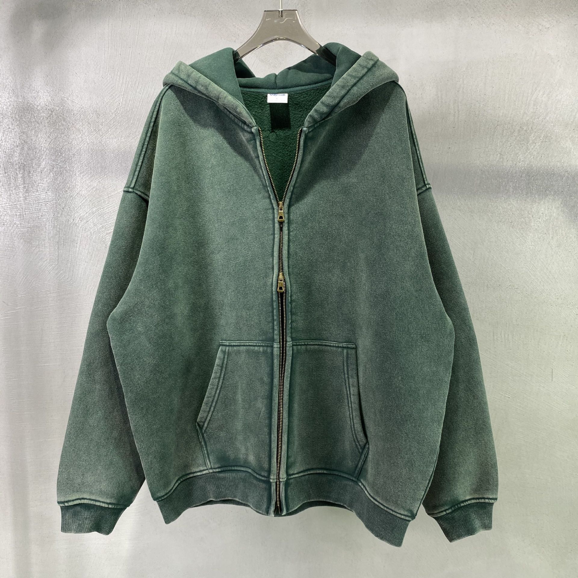 Sweatshirt vintage américain molletonné à zip pour homme_voghion.com