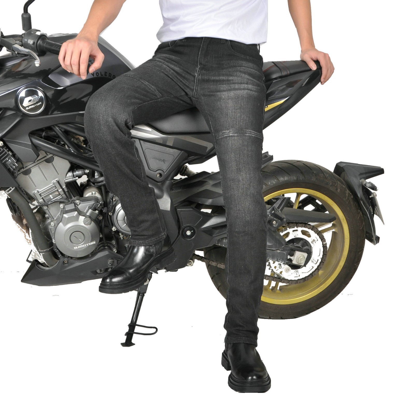 VOLERO Four Seasons Motorcycle Jeans Pantalones de ciclismo de motocicleta rectos casuales para hombres Pantalones resistentes al desgarro y resistentes al desgaste