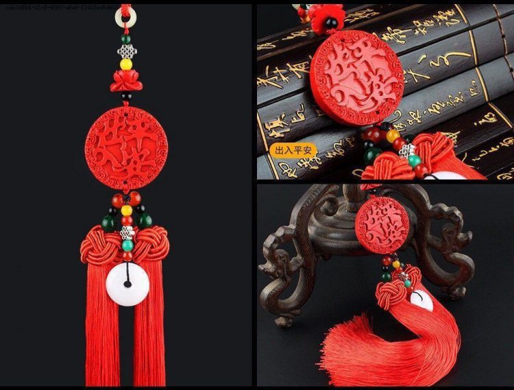 Car Pendant for Attracting Wealth, Double-Sided Safe Entry and Exit, High-End Ethnic Style Exquisite Hanging Ornament for Car Interior Decoration