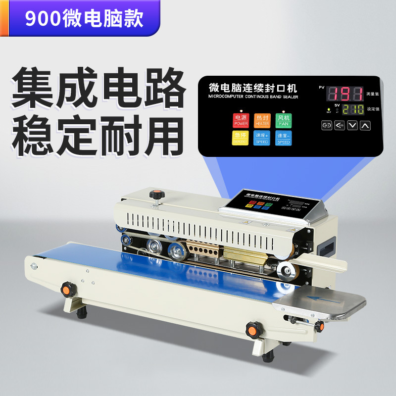 Máquina de sellado continuo automático para bolsas de aluminio comerciales de té, bolsas de papel y plástico, máquina de sellado térmico, fecha de impresión de acero, fecha de impresión de tinta