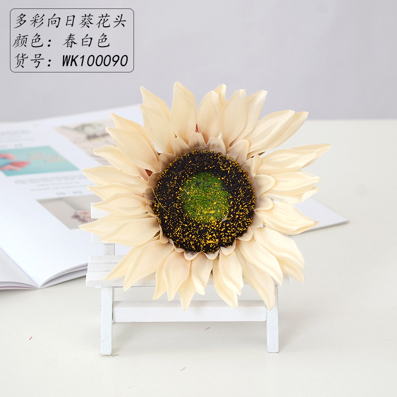 화려한 해바라기 꽃 머리 봄 흰색
