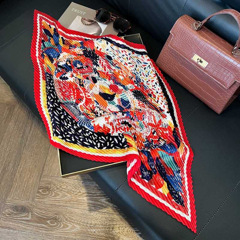 70cm 無地シワ加工シルクスカーフ レディース クロスボーダー 万能ネックスカーフ ショール おしゃれ 通勤 小さめヘアバンド バンダナ|undefined