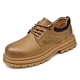 Cross-border plus size Fashion British Style Platform Small Leather Shoes Men's Autumn Low-top Casual Shoes Outdoor Lace-up Tooling Shoes