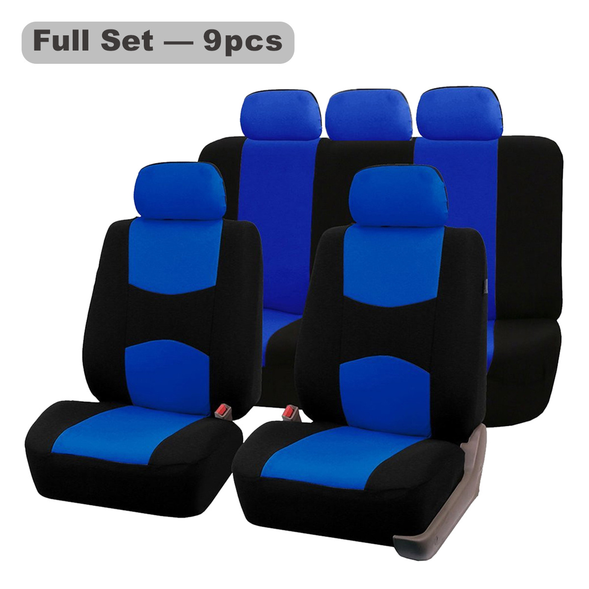 General polyester cloth car seat cover 9 sets_voghion.com